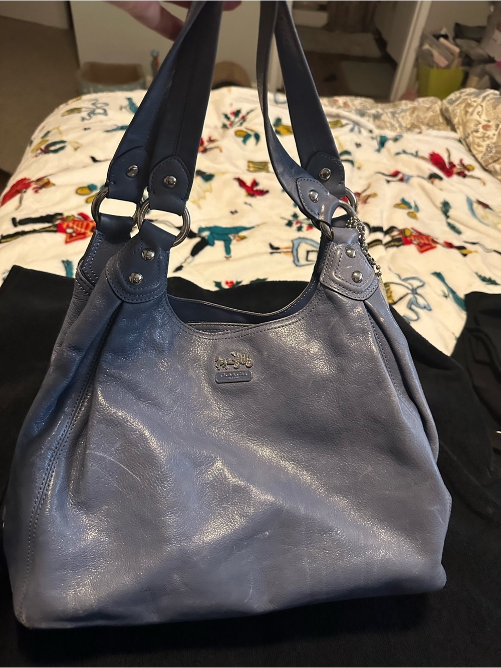 Coach Leather Shoulder Bag in Slate light blue